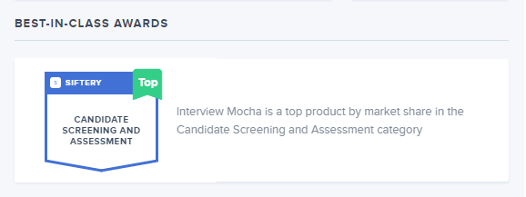 Interview Mocha ranked as Top Product in Candidate Screening & Assessment by Siftery