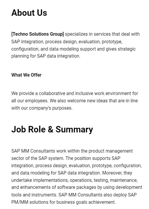 SAP mm job description template 1