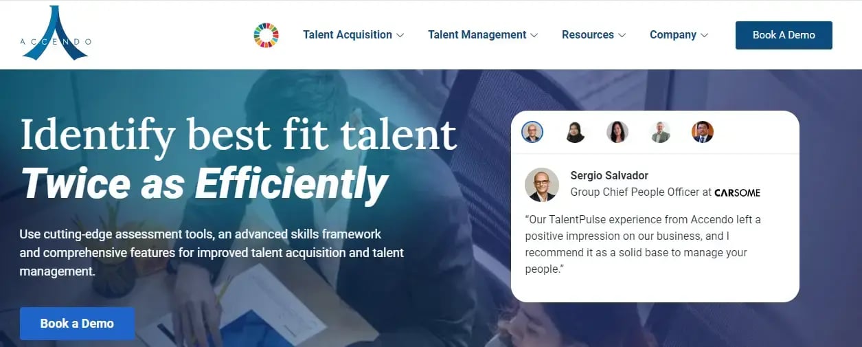 Accendo homepage, talent acquisition and management platform with cutting-edge assessment tools.