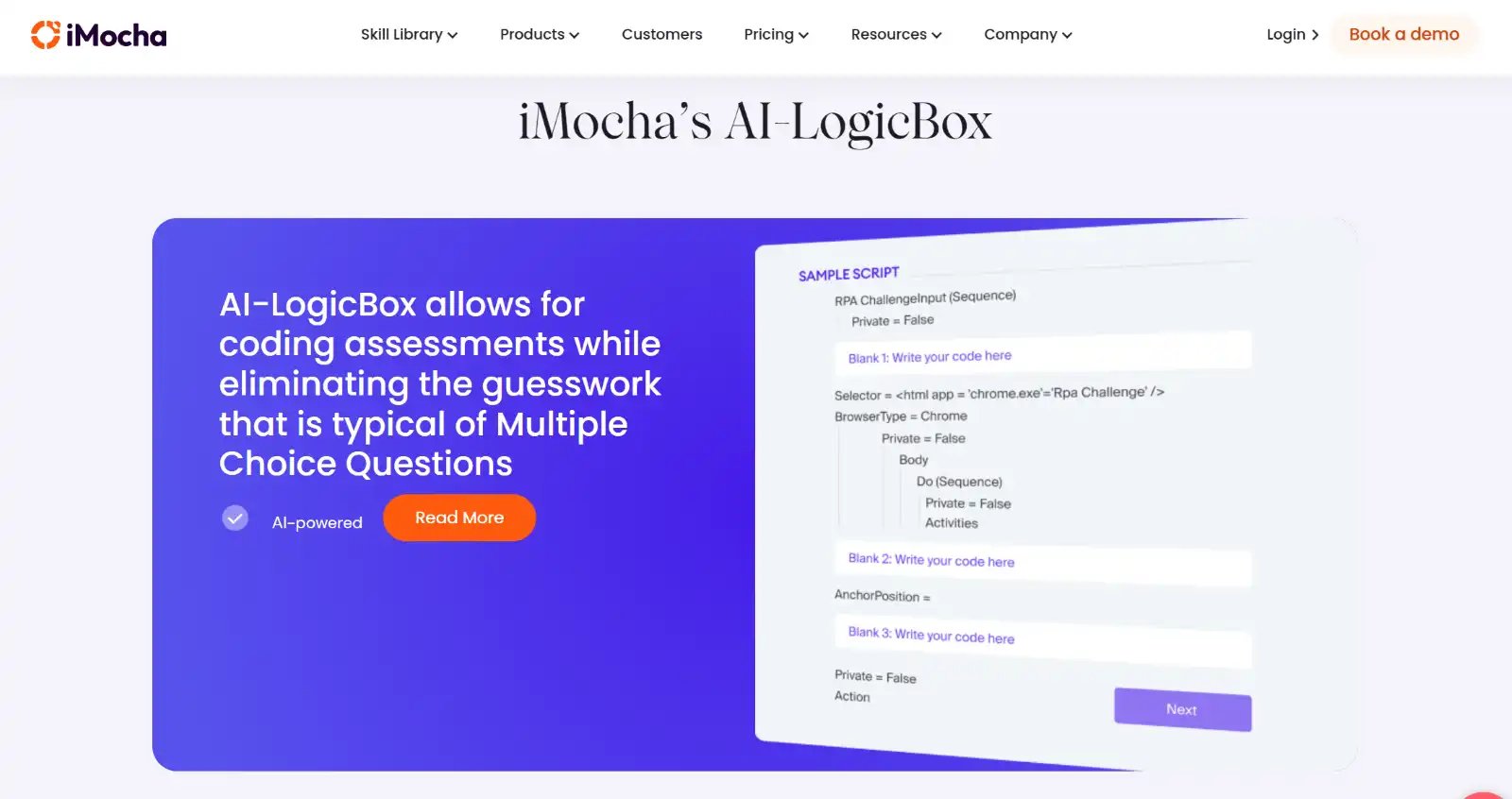 iMocha's AI-Logic Box