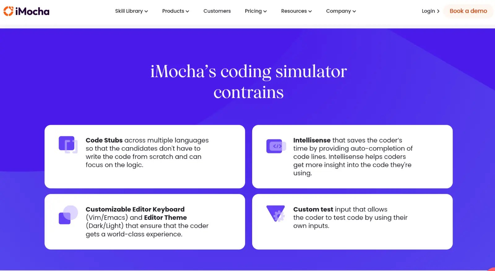 iMocha's coding simulator